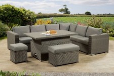 Richmond Rattan Aluminium Garden Furniture Corner Set Height Adjustable Table