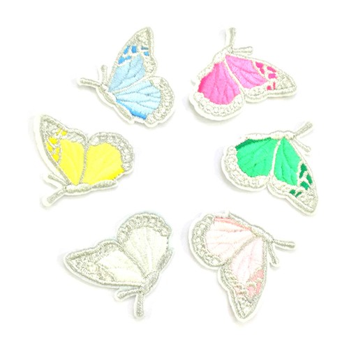 6X Stickerei Schmetterling Nähen Eisen Auf Patch Abzeichen Bestickte Applique !