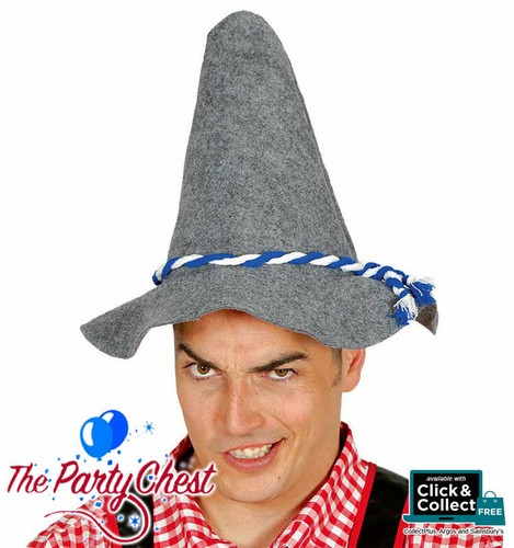 GREY BAVARIAN OKTOBERFEST FELT HAT Bavaria German Beer Festival Costume Hat 3676