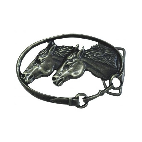 Gürtelschließe Zwei Pferdeköpfe 4,0 cm Reiten Halfter Trense Reiter Western