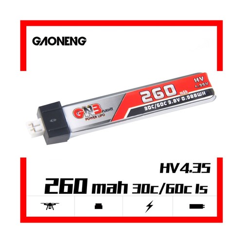 6pcs GNB 260mAh HV 1S LiPo Battery 30C 3.8V LiHV for Tiny Whoop JST-PH 2.0 Po...