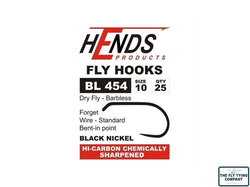 Hends BL454 Barbless Dry Fly HooksSizes 10-2025 Hooks Per Pack