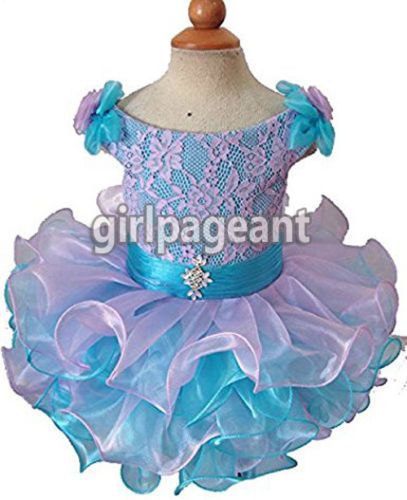infant//toddler//baby blue purple Cap Sleeves Pageant Dress 130