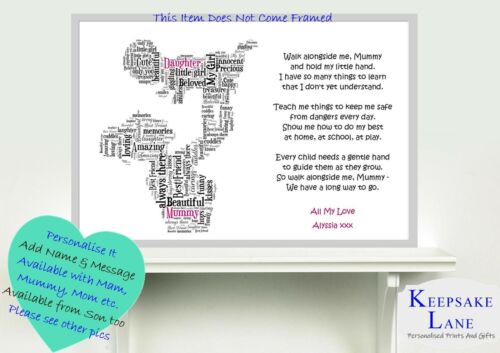 PERSONALISED Mum Mummy Son Daughter Word Art Print Christmas Birthday Occasion