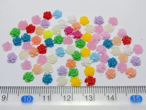 500 Mixed Color Flatback Resin Floral Mini Flower Cabochons 5mm DIY Craft