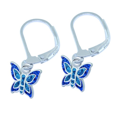 Kinderohrringe Schmetterling Glanzeffekt 925 Silber Creolen Mädchen
