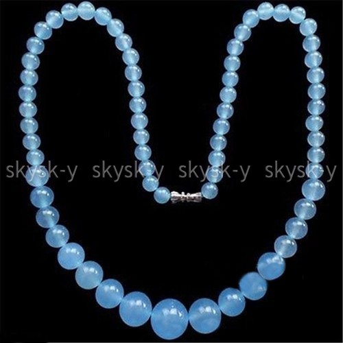6-14 mm Naturel Bleu Aigue-Marine Ronde Pierres Précieuses Perles Colliers 18/" AA
