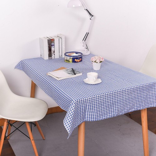 Modern Simple Cotton Linen Grid Tablecloth Cover Cloth Table Deco Print#S