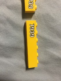 N Lego Lot 2 1 x 6 Brick Yellow w Sticker 7939 City 3009pb147L 3009pb147R 3009