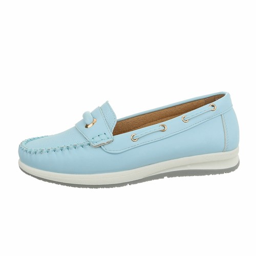 SLIPPER MOKASSINS DAMENSCHUHE DESIGNER NEU Gr 38 Hellblau 7966