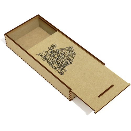 Slide Top Box /'Old Shed/' Wooden Pencil Case PC00010213