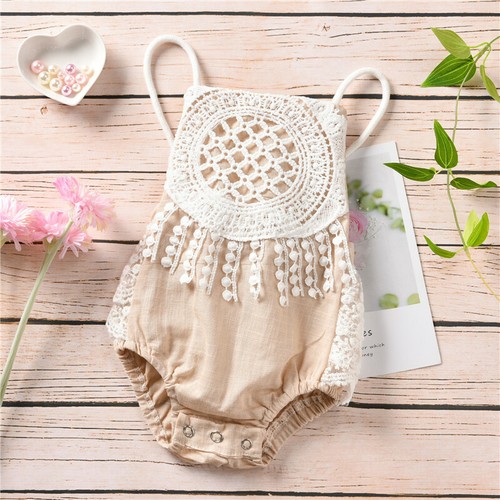 Newborn Baby Girls Lace Tassels Romper Bodysuit Jumpsuit Summer Outfits Clothes