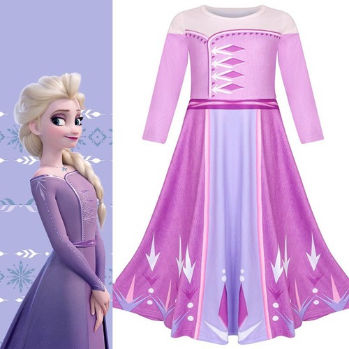 Elsa Daily Dress Girls Kids Frozen 2 Ice Queen Cosplay Costume Carnival Party UK