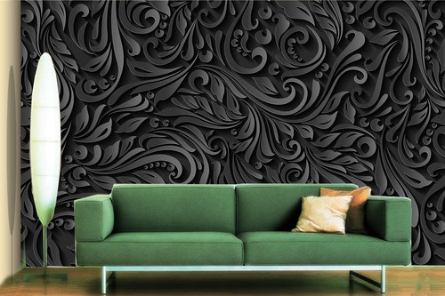 3D Black Flower Pattern WallPaper Murals Wall Print Decal Wall Deco AJ WALLPAPER