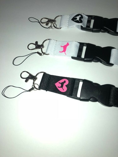 Victoria/'s Secret Love Pink Lot of 3 Black White New NWOT ID Keychain Lanyards