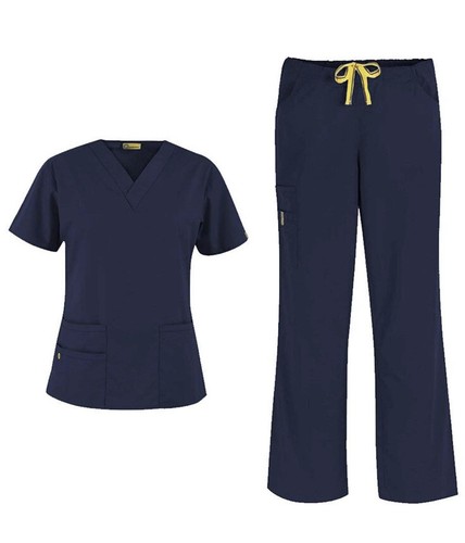 WonderWink Origins Scrub Set XS Women/'s 6016 Bravo Top /& 5026 Romeo Pant Navy