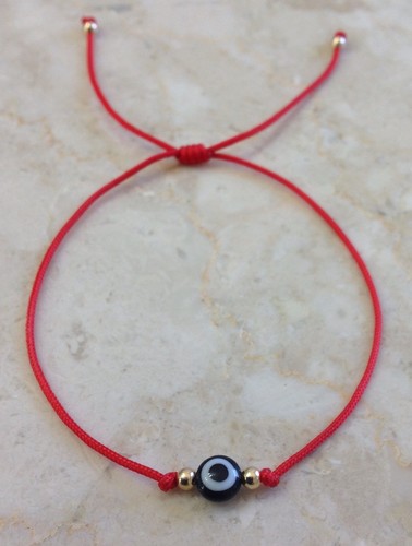 Evil Eye Red String Kabbalah Bracelet Goldtone perles porte bonheur protection