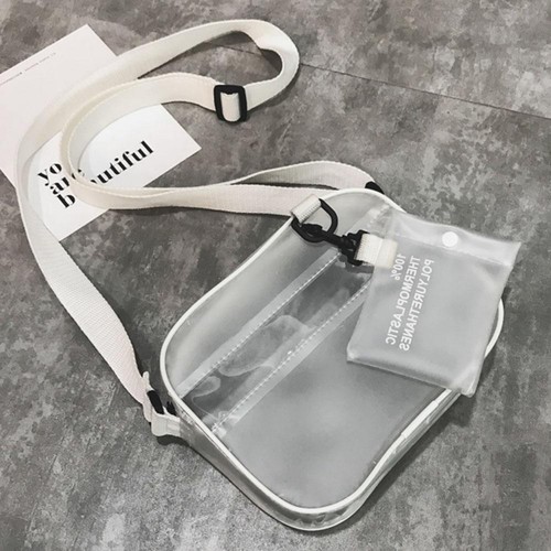 Women PVC Jelly Transparent Mini Shoulder Bag Girl Zipper Messenger Handbag #Cu3