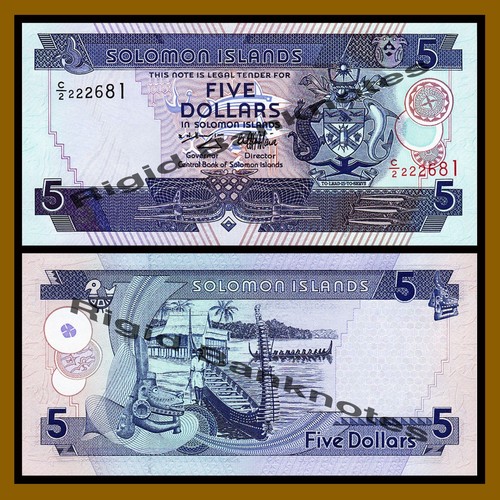 Solomon Islands 5 Dollars ND 1997 P-19 Shark Alligator Unc