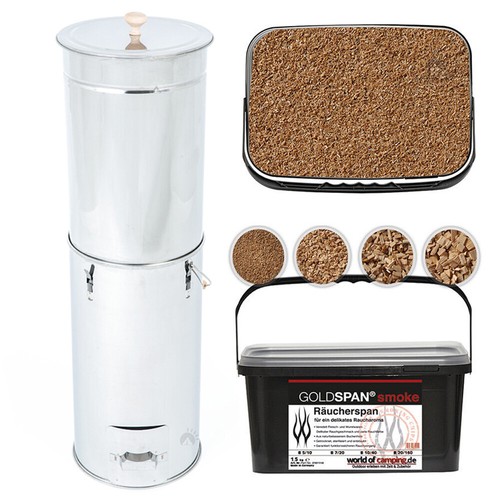 Räuchertonne Edelstahl Goldspan Räucherspäne B5//10 Teleskop Räucherofen Smoker