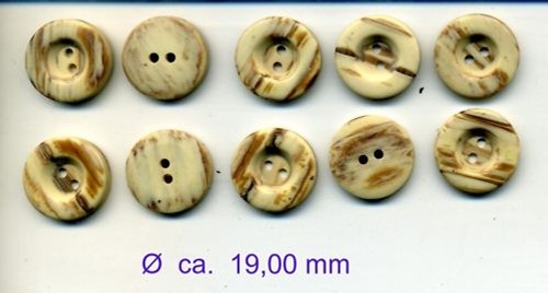 Ø 19,00 mm beige,braun marmoriert 10 Stück Knöpfe