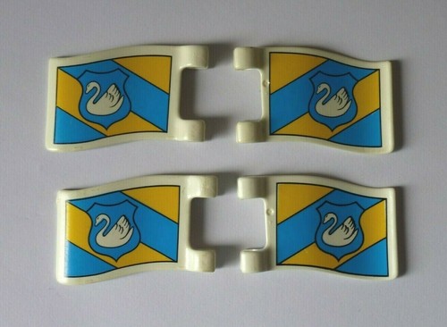 Playmobil 4x Fahne Wimpel Schwan blau gelb Ritter Ritterburg 450