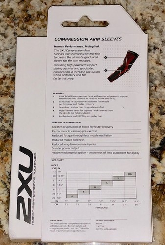 2XU Compression Arm Sleeves Pair Black Grey Basketball Train NEW Mens Sz XS S M