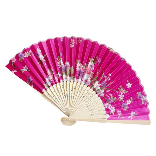 Vintage Bamboo Folding Hand Held Flower Fan Chinese Dance Party Pocket Beautyf