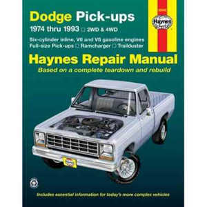 Haynes Workshop Manuale Dodge RAMCHARGER Trailduster 1974-1993 Servizio di Riparazione