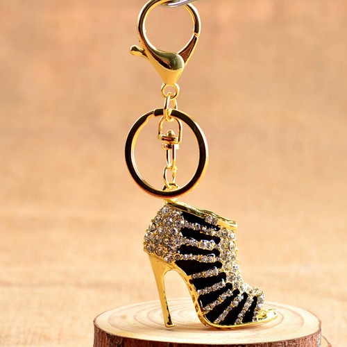 Crystal Shoe High Heel Keyring Rhinestone Purse Charm Pendant Bag Key Chain qk
