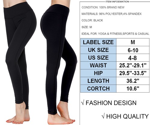 Womens Gym Yoga Workout Fitness Active Compression Capri Leggings Pants Pockets