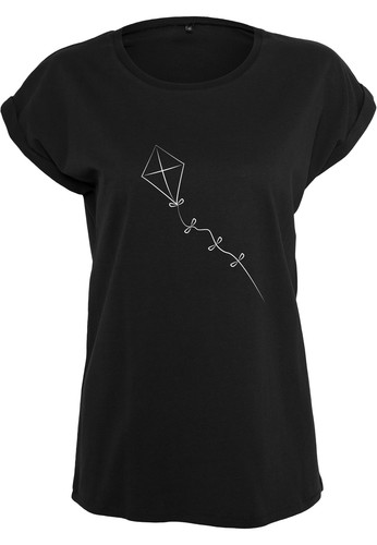 Damen T-Shirt Drachensteigen Extended Shoulder Tee mit Turnup Ärmeln bis Übergrö