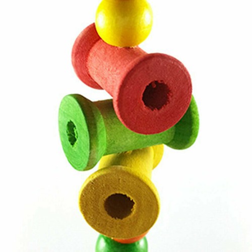 Parrot Pet Bird Chew Bite Toy Wooden Bell Cage Swing Toys Cockatiel Parakee M0T3