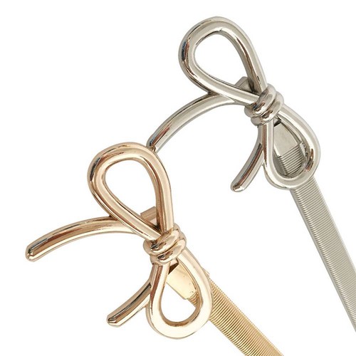 Frauen Bowknot geformt Gürtel Metall elastischen Gürtel Kleid Gürtel