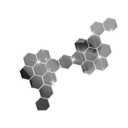 Large Hexagon Mirror Tiles Glass Wall Sticker Self Adhesive Stick On Art Decal