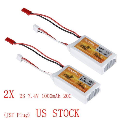 2x FLOUREON 1000mAh 2S 7.4V 20C LiPo Batterie für RC Auto Hobby Spielzeug PKW