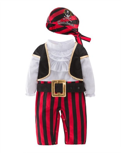 Baby Boy Girl Carnival Pirate Captain Costume Dress Outfit Cloth Cosplay Party