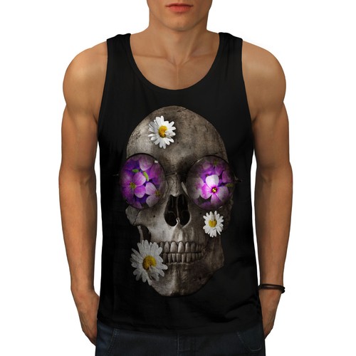 Acid Active Sports Shirt Details about / Wellcoda Skull Flowers Head Mens Tank Top