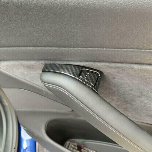 Carbon Fiber Door Lock Switch Cover Trim For Tesla Model 3 2018-2019 Accessories