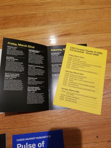 RARE 3 SET CARDS AGAINST HUMANITY THEATER C2E2 2018 19 20 PROGRAM SCHEDULE CAH