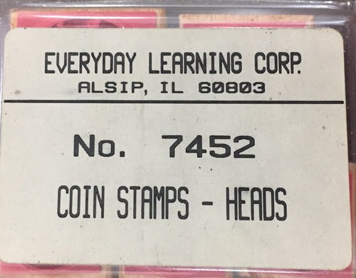 Details about / VINTAGE Wood Mount 5 Coin Rubber Stamp Set Heads perfect home school set