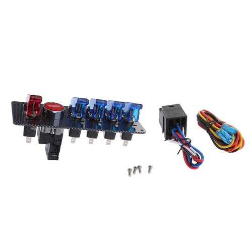 Universal Auto 12 V Motorrad Racing Zündschloss Panel 4 Blau /& 1 Rote LED