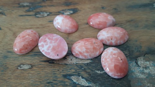 ♥Nr.101-Zauberhafte alte Glascabochons rosa weiß marmoriert 7 Stück 18 x 13 mm♥