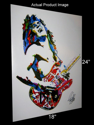 Eddie Van Halen Guitar Hard Rock Music Poster Print Wall Art 18x24