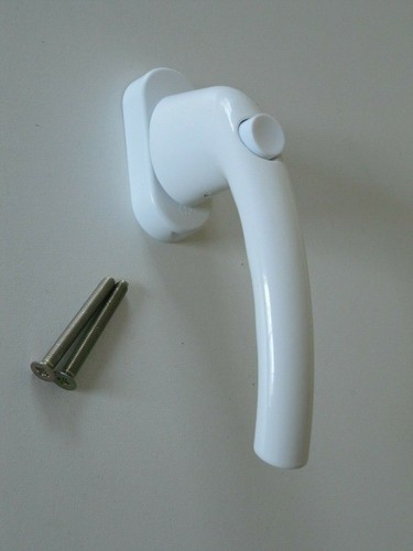 Fenstergriff HOPPE Tokyo 0710SV//U26 90° Alu weiß RAL 9016 Druckknopf Sperrknopf
