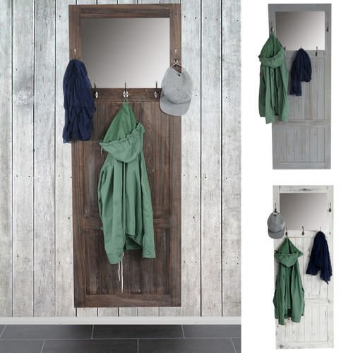 Garderobe Wandgarderobe mit Spiegel Wandhaken 180x65x7cm Vintage Shabby-Look