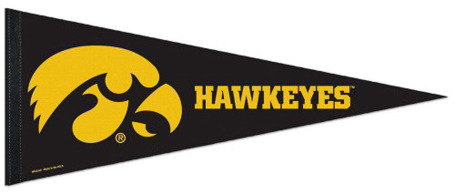 University of IOWA HAWKEYES Official NCAA Team Premium Felt PENNANT