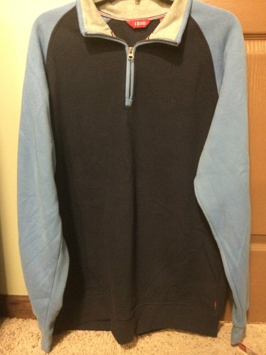 NWT Izod Men/'s 1\4 Zip Sueded Fleece Pullover Blue MANY SIZES MSRP $60