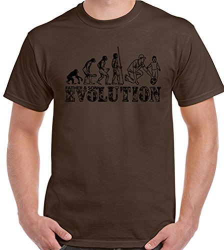 Herren Lustiges T-Shirt Vatertag Dad Daddy Fußball Evolution Vater und Sohn