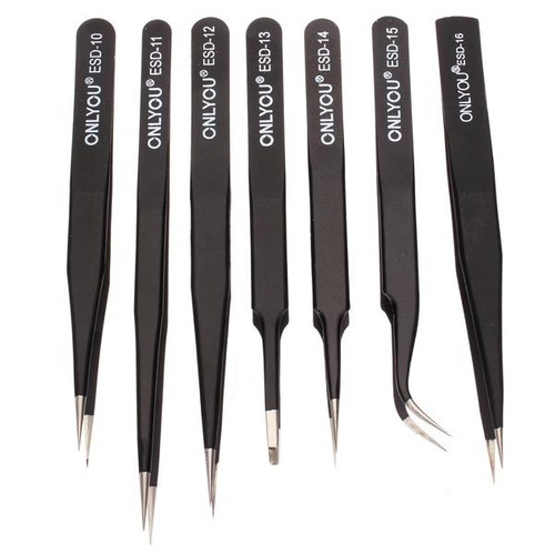 7pcs BGA Precision pinza Antistatica Tweezers Stainless Tweezers stainless